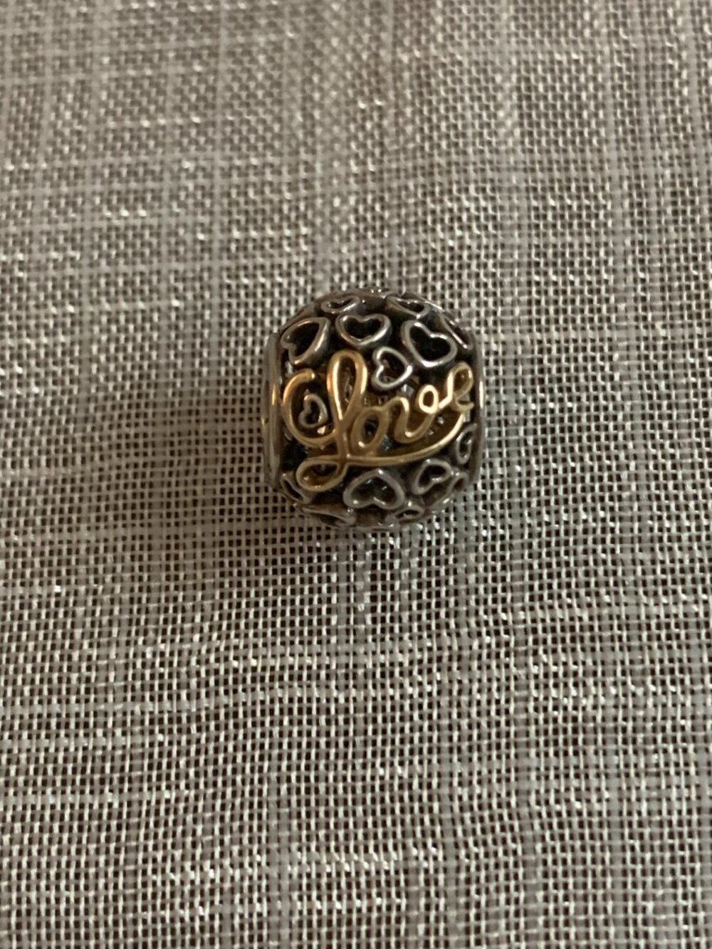 Pandora Silver and 14k Gold Message of Love Charm